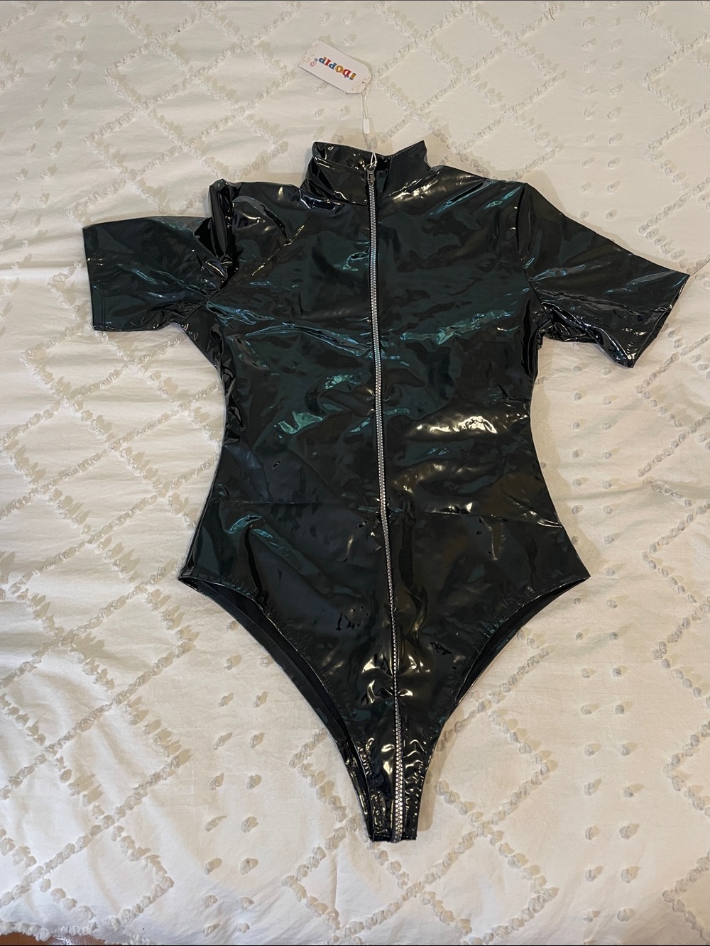 Idopip faux Leather Bodysuit Shiny Bodycon Leotard Jumpsuit Club Party Cosplay
